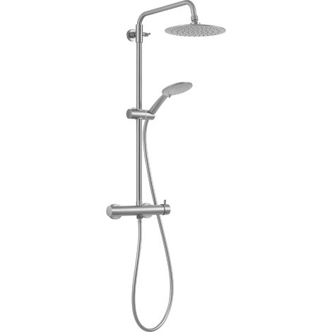 Colonne de douche brossée avec robinet mitigeur 3 positions, pommeau de douche, flexible 150 cm, extensible 92-146 cm (1/4)