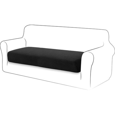 Housse Coussin Canapé Housse Assise Canapé Extensible Antidérapante et Lavable pour Canapé d'angle/Droit (2 Places,Noir) (1/5)