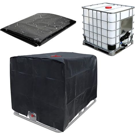 Betterlifefg Wassertankabdeckung, Abdeckung für 1000-l-IBC-Tank, Schutz vor Staub, UV-Strahlung und Regen, 120 x 100 x 116 cm (schwarz) (1/5)