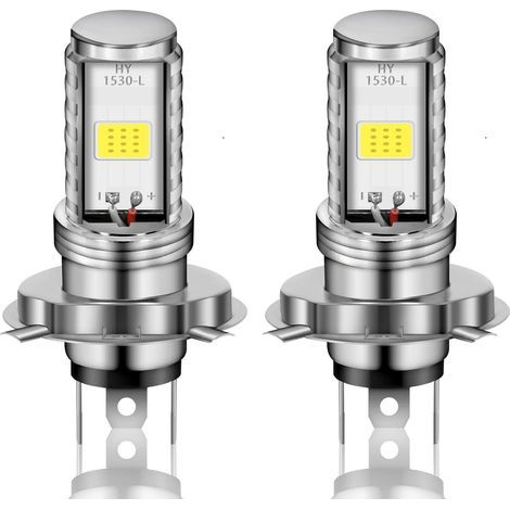 2PCS H4 LED Ampoules HS1 Phares Moto COB 10W Faisceau Haut et Bas, 900 Lumens, 6500K DC 9-80V (1/5)