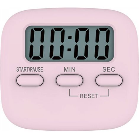 Horloge de minuterie de Cuisson numérique - Horloge de Bureau réveil pupitre l'horloge Compte à rebours étudiant Rose (1/5)