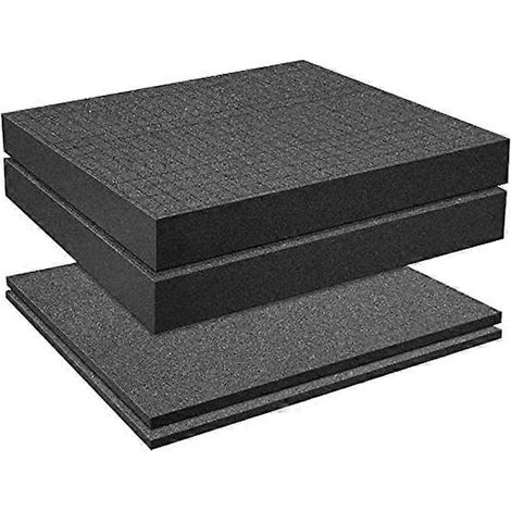 Insert en mousse prédécoupée PCS - Feuille de mousse carrée prédécoupée avec fond, idéale pour les boîtes de jeux de société et les tiroirs de rangement. (1/4)