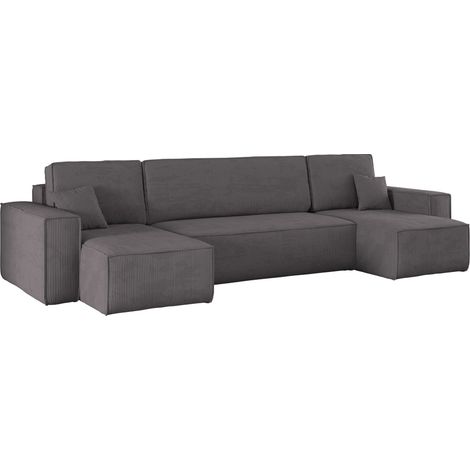 Ecksofa mit schlaffunktion und bettkasten, Sofa U-form, Couch U-form BEST Cord Dunkelgrau (1/5)