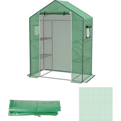 Outsunny Copertura Ricambio per Serra con Porta e Finestre 140x73x190cm Verde