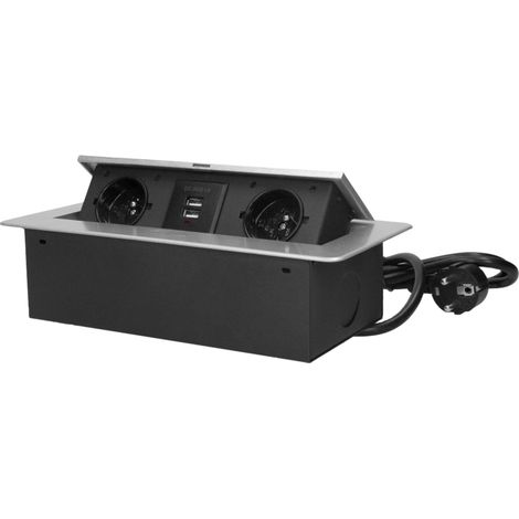 Orno Toma de Mueble Empotrable Plateada con Cargador USB
