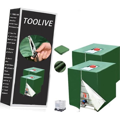 VURAHOME -Bache pour Cuve 1000L IBC, 2 Pièces 420D Réservoir d'eau Couvercle, Anti-UV Anti-poussière Housse salon de jardin, Bâche de Protection Cuve IBC avec Fermeture éclair(116 x 100 x 120 cm) (1/5)