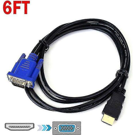 Câble convertisseur vidéo HDMI mâle vers VGA mâle, compatible avec PC, DVD et téléviseur HD 1080p, 1,8 mètre. (1/3)