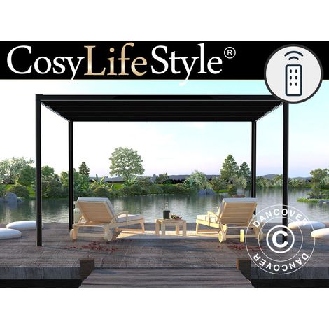 Pergola Gazebo San Fernando, 3x3 m, Black/Dark Grey - Dancover