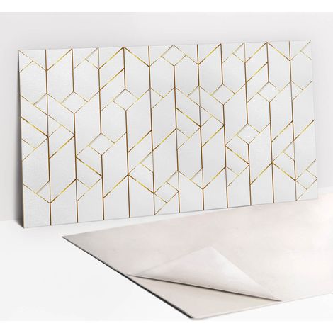 Pannelli da Parete Autoadesivi – Decorativi - Parete Piastrelle - Pannello Murale – 100x50 cm - Linee Dorate Alla Moda (1/5)
