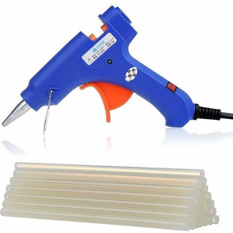 Pistolet à colle monobloc avec interrupteur Pistolet à colle chaude 40 W Pistolet à colle chaude Pistolet à colle nickel Ornement de bricolage sans bâton de colle (bleu) (1/2)
