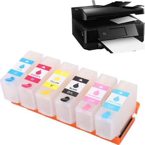 Cartouches d'encre de recharge 6 couleurs compatibles avec les imprimantes Epson séries T3791/378XLBK/T3794/378XLY (1/5)