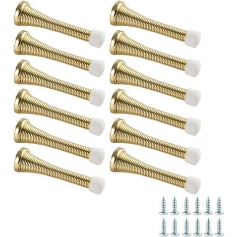 Lot de 12 butées de porte à ressort - laiton poli (1/5)
