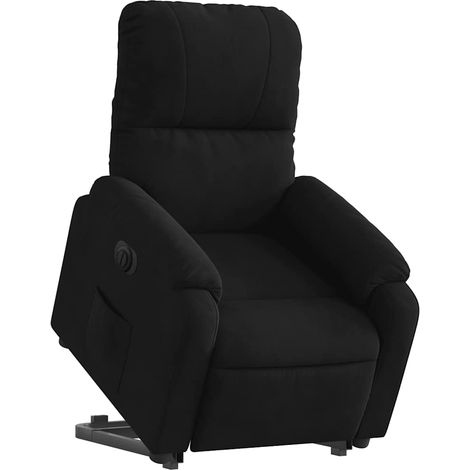 Fauteuil relax TV fonction de levage électrique très confortable en tissu microfibre noir DEC028512