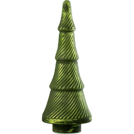 Sapin de Noël en Verre "Côtelé" 41cm Vert (1/2)