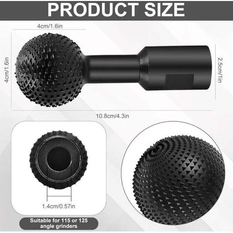 Fraise a Spherique Bois Sculpture, Fraise Sphérique Rotative 40mm, Outil de Sculpture Sur Fraise Metal Bois, 14 Mm Sculpture Sur Bois Foret de Polissage, Pour Meuleuse D'Angle de 115/125-1pcs (1/3)