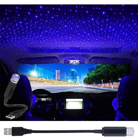 Sternförmiger USB-Projektor als Nachtlicht, tragbarer und verstellbarer sternförmiger Projektor für romantische Innendekoration von Autos, Decken und Schlafzimmern (lila-blau) (1/5)