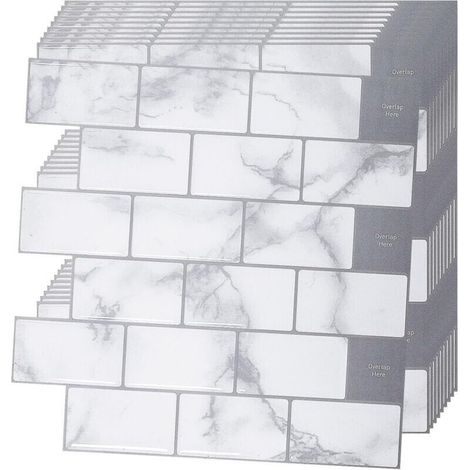 Lot de 10 autocollants muraux imitation carrelage. motif brique 3D. 30 x 30 cm. couleur marbre (1/5)