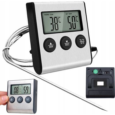 Thermomètre de cuisine numérique pour viande, barbecue et friture avec écran LCD (1/2)
