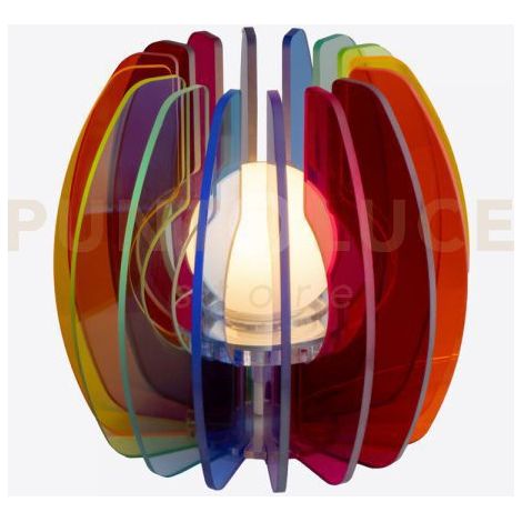 LAMPADA PICCOLA IRIDE IN CRISTALLO ACRILICO 1 LUCE ATTACCO E14 MULTICOLOR