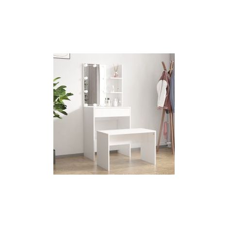 Ensemble de coiffeuse avec LED Blanc Bois d'ingénierie (1/5)