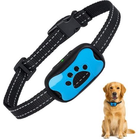 Collier Anti-Aboiement pour Chien – sans Douleur ni Choc Électrique, 7 Niveaux Sensibilité, Vibration + Son, Taille Réglable,Rechargeable (Blue) (1/4)