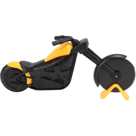 Pizzaschneider aus gelbem Edelstahl im Motorrad-Stil für die Küche. (1/5)