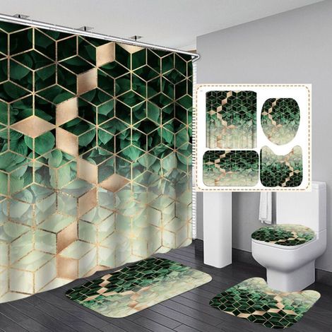 Rideau de Douche+Set de Tapis de Bain (Style 1) (1/5)