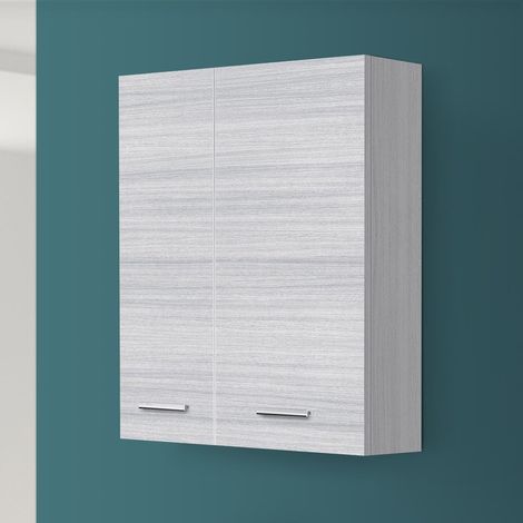 Pensile bagno sospeso 60 cm grigio con ante e ripiano interno Desya (1/5)