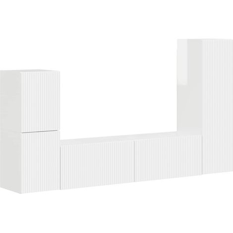 Maison Exclusive - TV-Schrankset Wandmontiert 4 pcs Hochglanz Wei