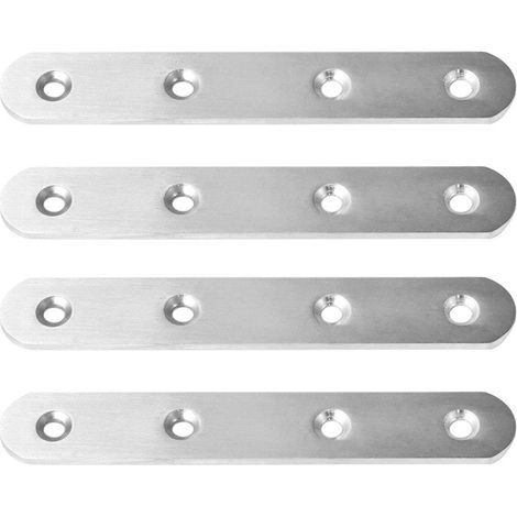 4pcs Équerre Plate Équerre de Fixation Plaque Equerre d'angle Droit assemblage Réparation Fixation Meuble Acier Inox Attache Coin Protecteur Vis 100 mm (1/5)