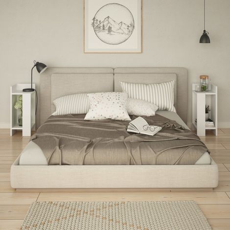 Nachttisch 2er-Set Elos Weiß Melamin 25x60x27 cm