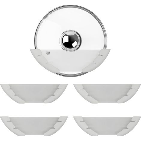 Filiyano – Organisateur mural pour porte de placard, pouvant contenir 5 couvercles de 15 à 34 cm, optimisant l'espace de la cuisine, blanc. (1/5)