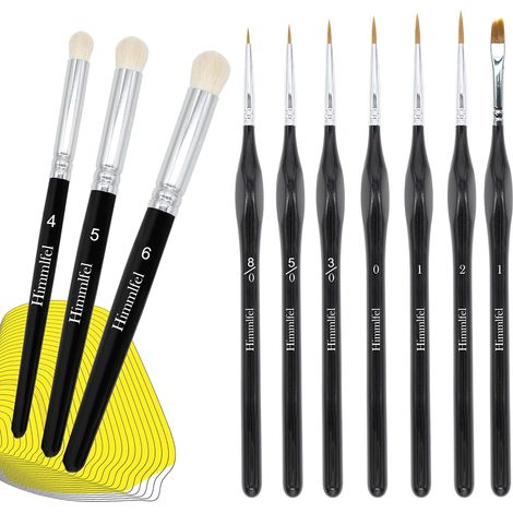 Lot de 3 pinceaux miniatures Drybrush et 7 pinceaux fins pour le modélisme - Pour peinture acrylique et aquarelle - Pour modélisme Citadel Warhammer 40 K (1/5)