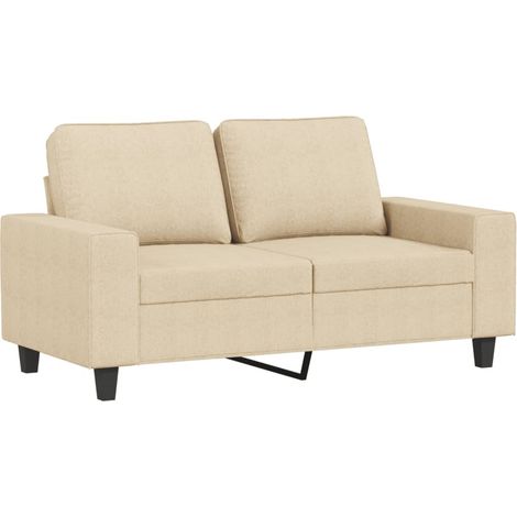 Canapé  Sofa à 2 places Crème 120 cm Tissu (1/5)