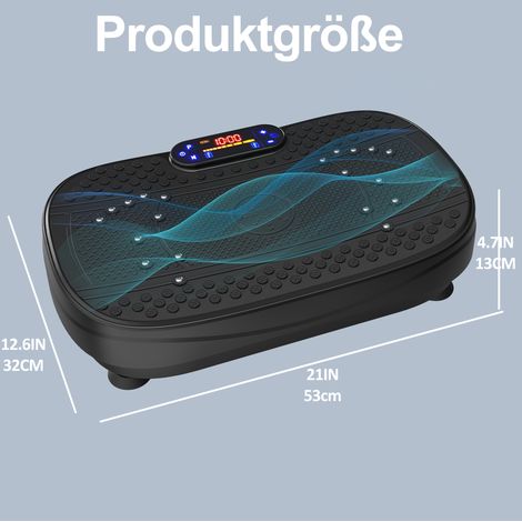 Plataforma vibratoria fitness con 2 bandas de resistencia, velocidad 1-120, negra DESVIAE (1/2)