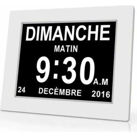 Horloge calendrier numérique One Piece 7 pouces avec date et heure, horloge Alzheimer pour parents, rappel de médicaments pour grands-parents et enfants - Blanc - 20414324mm (1/5)