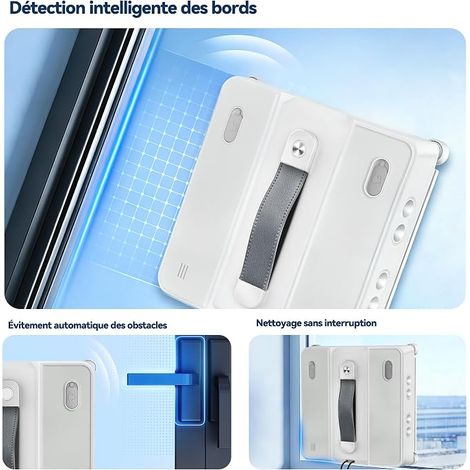 Robot Window Cleaner, Steam Function, 8 Water Mist Nozzles, 3 Modes, Edge Detection, 4 Wipes (1/2)