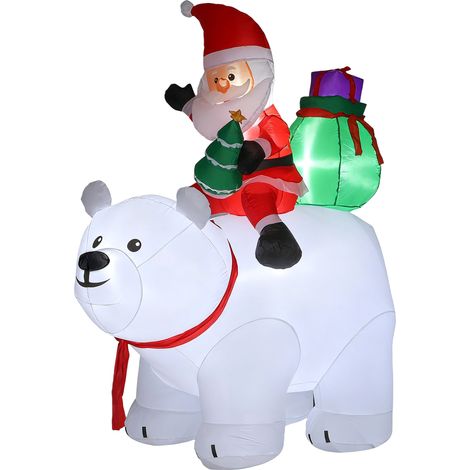 Polaire gonflable Père Noël de 200 cm, 5 lumières LED, décoration de Noël intérieure/extérieure, blanc (1/5)