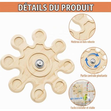 Chinchilla Chew Toys, Natural Wooden Toys Guinea Pig Chew Toy Teeth Chew for Cage, Rotating Hamster Toy Snowflake Shape for Hamster, Rabbit Accessories (1/4)