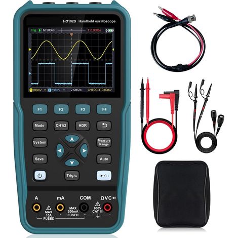 Oscilloscope numérique Bande passante 50Mhz, Mini Oscilloscope TFT 2 canaux, Source de Signal, Oscilloscope 2 en 1 et multimètre (Color : HO52-50M, Size : Plug) (1/5)