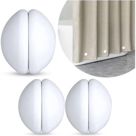 Poids magnétiques pour rideau de douche, bas alourdi avec revêtement en silicone antirouille, empêche le rideau de douche de bouger avec le vent, convient pour rideaux et nappes (blanc, 3 pair (1/5)