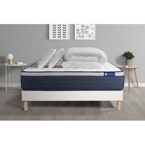 Actisom – Pack lit complet – Matelas 180x200 cm – Sommier tapissier à lattes – 2 oreillers – Couette – Technologie ActiFresh (1/5)