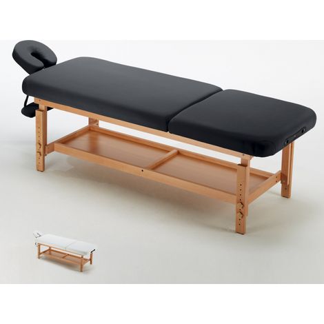 Stationäre Profi-Massageliege Holz 2 Zonen 225 cm Comfort - Schwarz