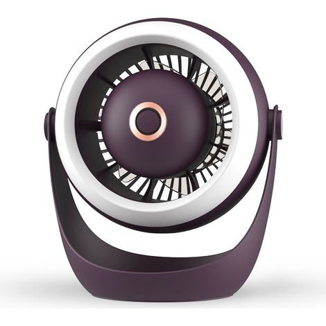 Ventilateur de table rechargeable avec veilleuse et grand espace inférieur, ventilateur de bureau portable (violet) (1/4)