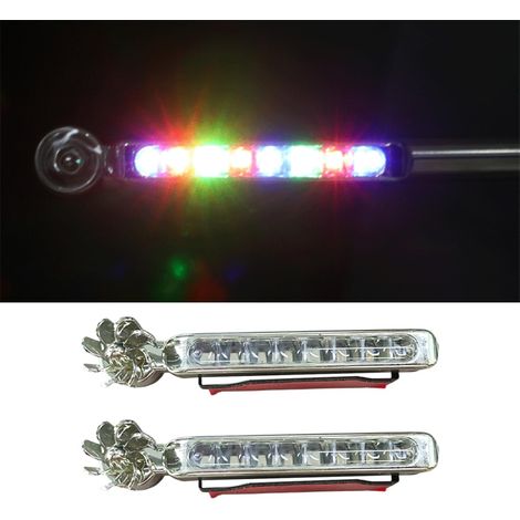 Lot de 2 feux de jour LED pour voiture alimentés par le vent, étanches, avec 8 LED, sans alimentation externe, colorés. (1/5)