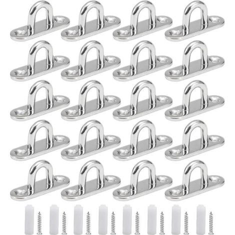20 placas de ojales de acero inoxidable, ganchos de techo M5, ganchos de fijación, accesorios para barcos, para toldos, montaje en pared (1/5)