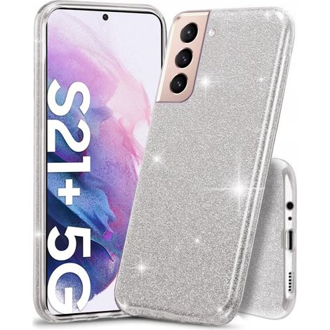 Custodia glitterata per Samsung Galaxy S21+ Plus, argento (1/3)