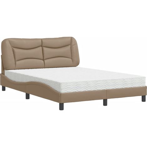 vidaXL Letto con Materasso Hvar Cappuccino 120x200cm Similpelle (1/5)