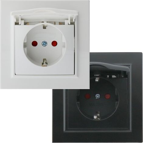 Prise de type Schuko avec couvercle - EP Noir - Ledme - EP-18-B (1/5)