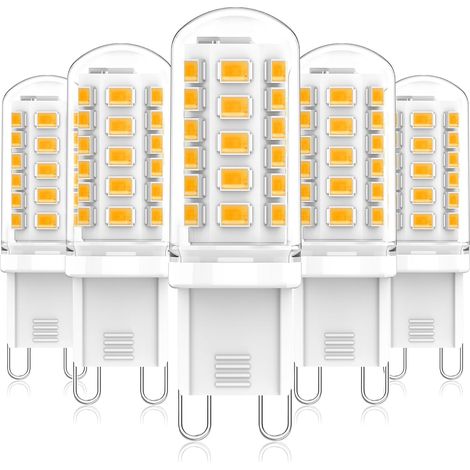 Ampoule LED G9 3W équivalent à une ampoule halogène G9 de 40W ou 50W, 500 lm, mini-ampoule, blanc chaud 2700K, 220-240V AC, non dimmable, lot de 5 (1/5)